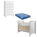Ver imagem 1 de Berço Americano Mirelle com Colchão e Cômoda Gaveteiro Ternura Baby Branco Brilho - Incorplac