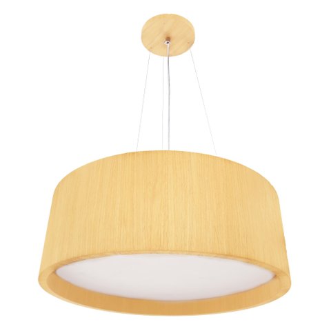Lustre Pendente Madeira Redondo 80cm Adrilustres Marfim