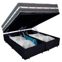 Ver imagem 5 de Cama Box Baú Casal Bipartido Suede + Colchão Anjos Black Graphite Molas Ensacadas 138x188x64cm Preto