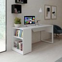 Ver imagem 2 de Escrivaninha 160cm X 60cm Estante Lateral com 2 Prateleiras Cor:branco