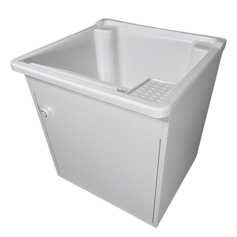 Tanque de Lavar Roupa 26l Suspenso com Gabinete 46cm Montado Tanque: Branco