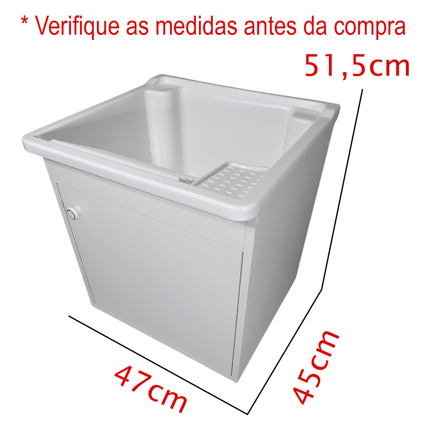 Tanque de Lavar Roupa 26l Suspenso com Gabinete 46cm Montado Tanque: Branco - 3