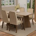 Ver imagem 1 de Conjunto Sala de Jantar Tampo de Madeira 4 Cadeiras Rustic/crema/imperial Évora Madesa