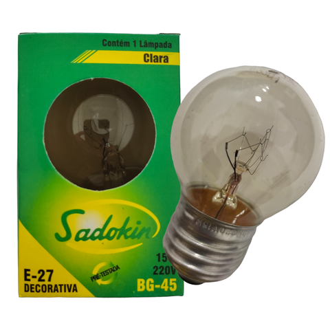 Lâmpada Bolinha Transparente (clara) E27 15w 220v Branco Quente