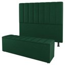 Ver imagem 1 de Kit Cabeceira E Baú Cama Box Solteiro Cora 90cm Suede Verde