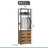 Guarda Roupa Modulado Estantes Closet Aberto Estilo Industrial Bacco MDP Carvalho Cinza - MENU - 5