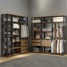 Guarda Roupa Modulado Estantes Closet Aberto Estilo Industrial Bacco MDP Carvalho Cinza - MENU - 1
