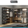 Guarda Roupa Modulado Estantes Closet Aberto Estilo Industrial Bacco MDP Carvalho Cinza - MENU - 2