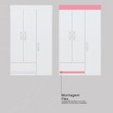 Ver imagem 2 de Guarda Roupa Flex Solteiro Wind 3 Portas com Nichos e Cabideiro - Branco/rosa Demóbile