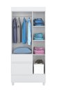 Ver imagem 3 de Guarda Roupa Flex Solteiro Wind 3 Portas com Nichos e Cabideiro - Branco/rosa Demóbile