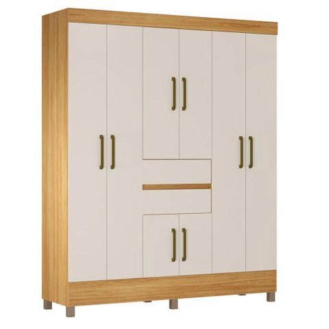Guarda Roupa Casal Munique 8 Portas Cinamon Off White - Demóbile