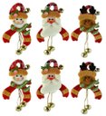 Ver imagem 1 de Kit 6 Bonecos Natal Pelúcia Guizo Rena, Papai Noel e Boneco Neve 17cm Enfeite Árvore - Master Christ