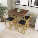 Ver imagem 1 de Conjunto Mesa Imbuia 4 Cadeiras Pequena Estofado Industrial Dourado Don Castro Decor
