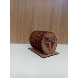 Porta Copo Time São Paulo Natural Em Mdf [F031] - 5