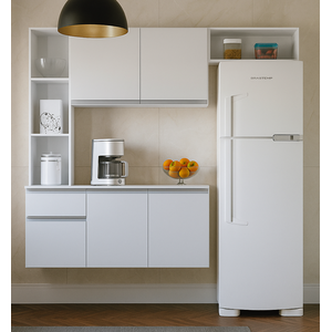 Kit Cozinha Suspensa Mel com Balcão 163cm Poquema