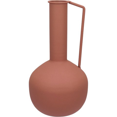 Vaso Garrafa Decorativo de Metal Rosa 26x13x13cm Enfeite Sala Mesa Estante