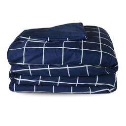 Capa para Edredom Duvet Cama Casal Queen Algodão 150 Fios Essencialle:Grid Marinho - 2