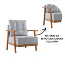 Ver imagem 2 de Poltrona Linho Cinza Decorativa Confortável e Moderna Parma