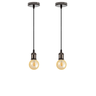 Kit 2 Luminária Pendente Retro Vintage De Metal E Fio PP Com Lâmpada Formato Globo Com Filamento Led - 2
