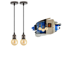 Ver imagem 1 de Kit 2 Luminária Pendente Retro Vintage de Metal e Fio Pp com Lâmpada Formato Globo com Filamento Led