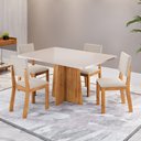 Ver imagem 1 de Conjunto Sala de Jantar 4 Lugares Aires em MDF Mel e Bege