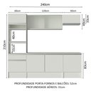 Ver imagem 4 de Armário de Cozinha Completa 240cm Branco Topazio Madesa