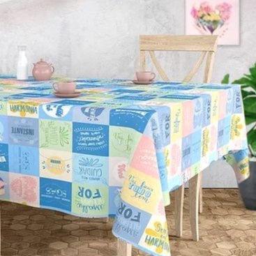 Ver imagem 1 de Toalha De Mesa Térmica - 1,35m Diâmetro * Mesa REDONDA *- PVC - 4 cadeiras - LIMPA FÁCIL - Gratidão