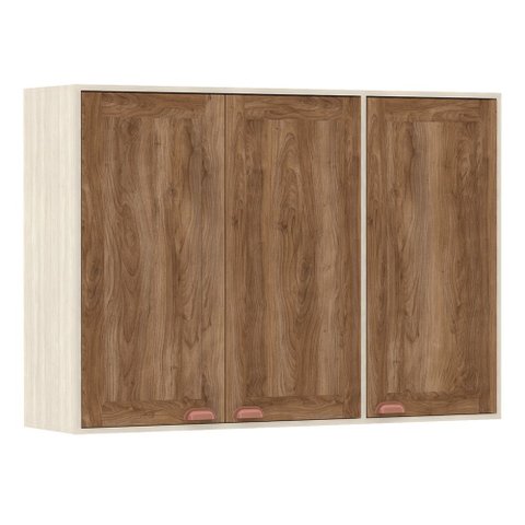Armário Aéreo de Cozinha 120 Cm 3 Portas 5 Prateleiras Sofia Luciane Móveis