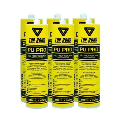 4008 - Kit 6 Colas Selantes Pu 40 Preto 400g Top Bond