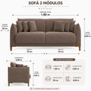 Ver imagem 4 de Sofá Living Nevada 3 Lugares 1,80m Veludo Café