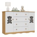 Ver imagem 2 de Cômoda Infantil 125cm 2 Portas com Vidro e 4 Gavetas Doçura Multimóveis Mp4495 Madeirado/branco