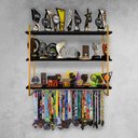 Ver imagem 2 de Prateleira Expositor de Troféus com Suporte para Medalhas Elite - Dourado/preto