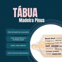 Tábua De madeira decoração Servir Frios Tradicional kit 10 - 3