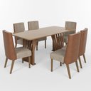Ver imagem 2 de Conjunto Sala Jantar Mesa Adriana 200 cm Canto Arred C Vidro 6 Cadeira Anne Henn