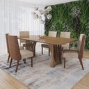 Ver imagem 1 de Conjunto Sala Jantar Mesa Adriana 200 cm Canto Arred C Vidro 6 Cadeira Anne Henn