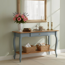 Ver imagem 1 de Aparador para Sala Sevilha com Gaveta e Pés Luiz Xv - Azul Céu com Tampo e Prateleira Imbuia Glazer