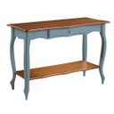 Ver imagem 2 de Aparador para Sala Sevilha com Gaveta e Pés Luiz Xv - Azul Céu com Tampo e Prateleira Imbuia Glazer