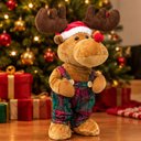 Ver imagem 2 de Rena Natalina Musical Dançarina Boneco de Natal Roupa Xadrez Decoraçao Mesa Estante Sala Escritorio 