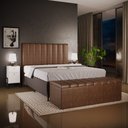 Ver imagem 2 de Calçadeira Recamier Baú para Cama de Casal Dália 140x50 Cm W01 Couríssimo Marrom - Lyam Decor