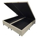 Ver imagem 2 de Cama Box Baú Casal 138x188cm, Base Bipartida Reforçada, Corino Bege, Montagem Não Necessária