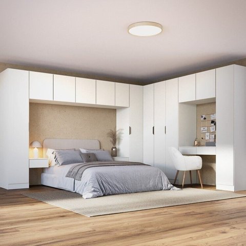Guarda-Roupa Modulado de Canto Linear 12 Peças com 13 Portas Orion CabeCasa MadeiraOriginals Bege/Aveia