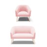 Kit 01 Namoradeira 02 Lugares e 01 Poltrona Stella Suede Rosa Bebê Pés Palito Natural - D'Rossi - 1