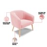 Kit 01 Namoradeira 02 Lugares e 01 Poltrona Stella Suede Rosa Bebê Pés Palito Natural - D'Rossi - 6