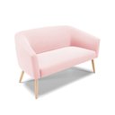 Ver imagem 3 de Kit 01 Namoradeira 02 Lugares e 01 Poltrona Stella Suede Rosa Bebê Pés Palito Natural - D’Rossi