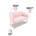 Ver imagem 5 de Kit 01 Namoradeira 02 Lugares e 01 Poltrona Stella Suede Rosa Bebê Pés Palito Natural - D’Rossi