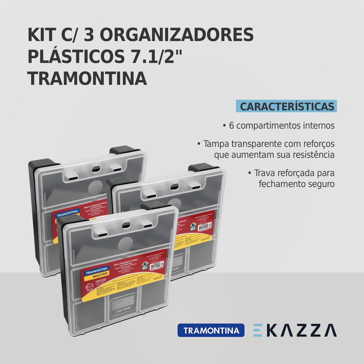 Kit C/ 3 Organizadores Plásticos 7.1/2" C/ Divis. Tramontina - 3