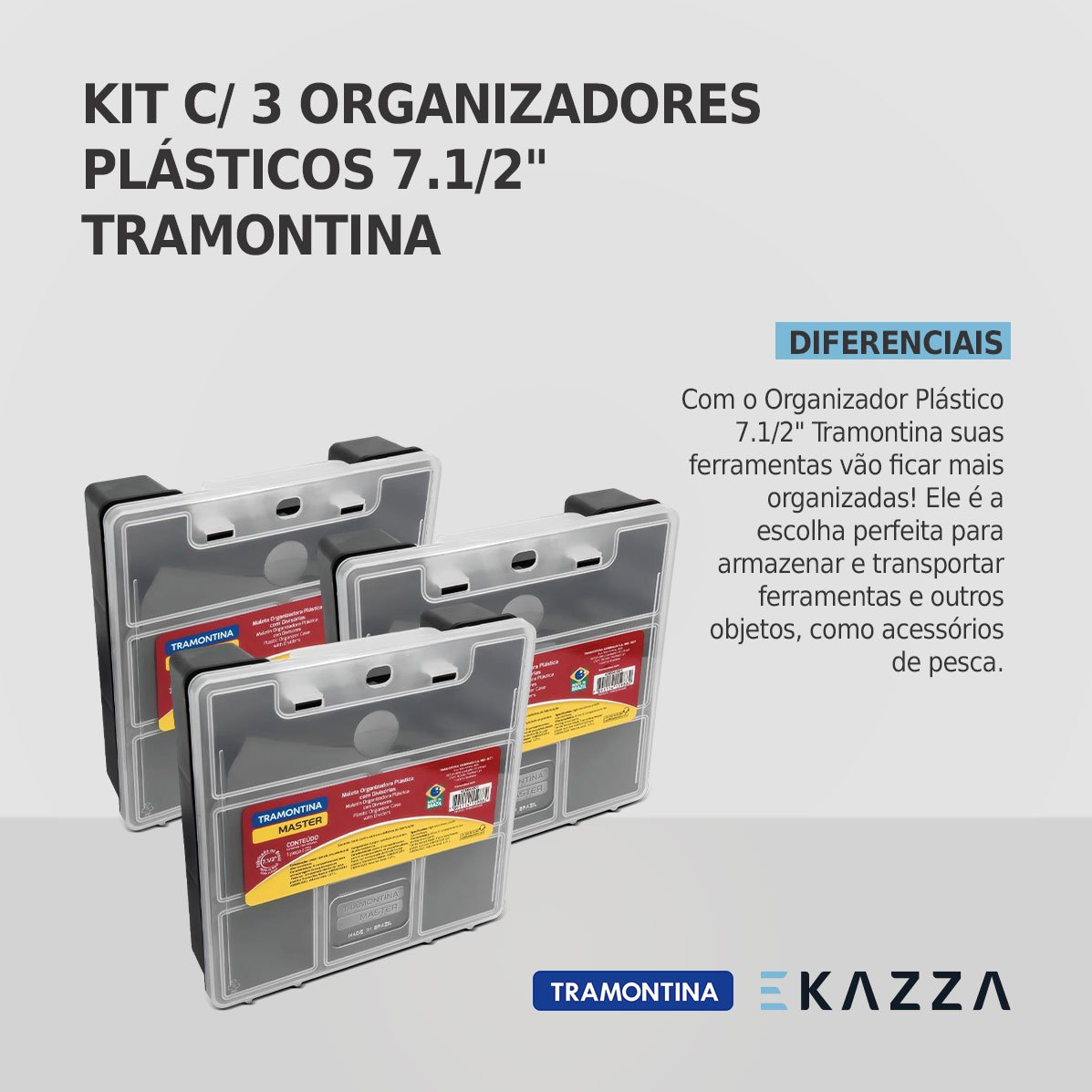 Kit C/ 3 Organizadores Plásticos 7.1/2" C/ Divis. Tramontina - 2