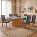 Ver imagem 2 de Mesa de Jantar Aida 180cm Tampo MDF e Vidro Canto Copo com 6 Cadeiras Lira Moderna