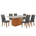 Ver imagem 1 de Mesa de Jantar Aida 180cm Tampo MDF e Vidro Canto Copo com 6 Cadeiras Lira Moderna
