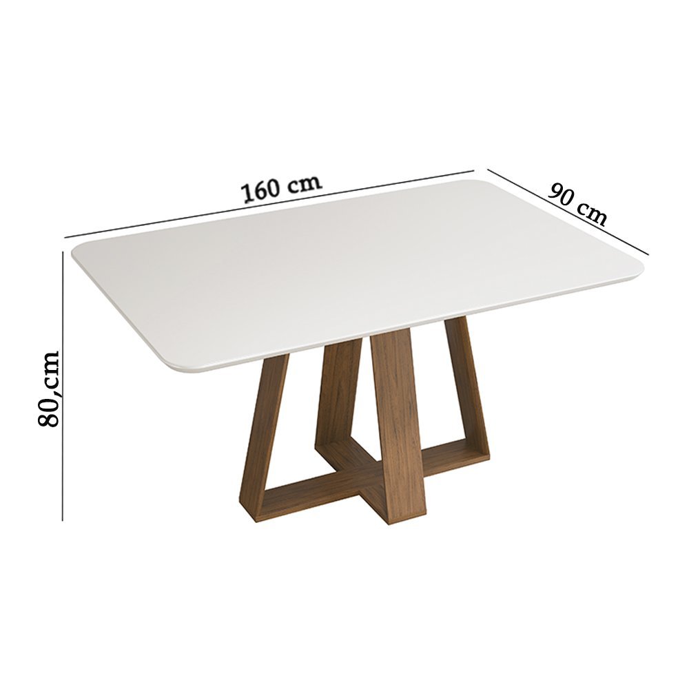 Mesa de Jantar 160x90 Kiara com 04 Cadeiras Lídia Freijó Creme Veludo Lunar DJ Móveis - 2